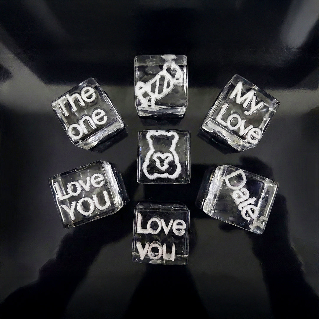 The Valentine Statement Set: 15 Valentine Engraved Cubes and 5 Moon Balls Pack