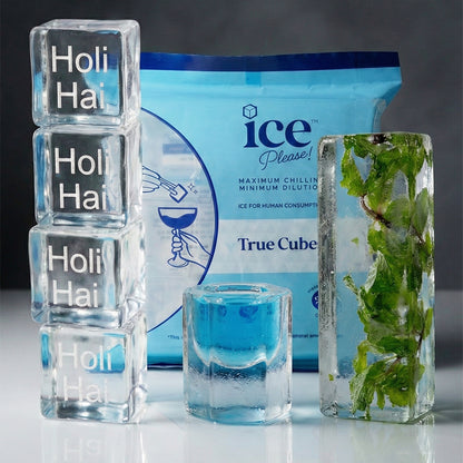 House Favourite Combo: 10 Pack of True Cubes + 15 Mint Infused Pillars + 15 ‘Holi Hai’ Engraved Cubes + 10 Shot Glasses