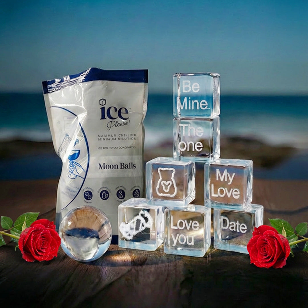 The Valentine Statement Set: 15 Valentine Engraved Cubes and 5 Moon Balls Pack