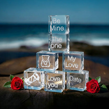 The Valentine Statement Set: 15 Valentine Engraved Cubes and 5 Moon Balls Pack
